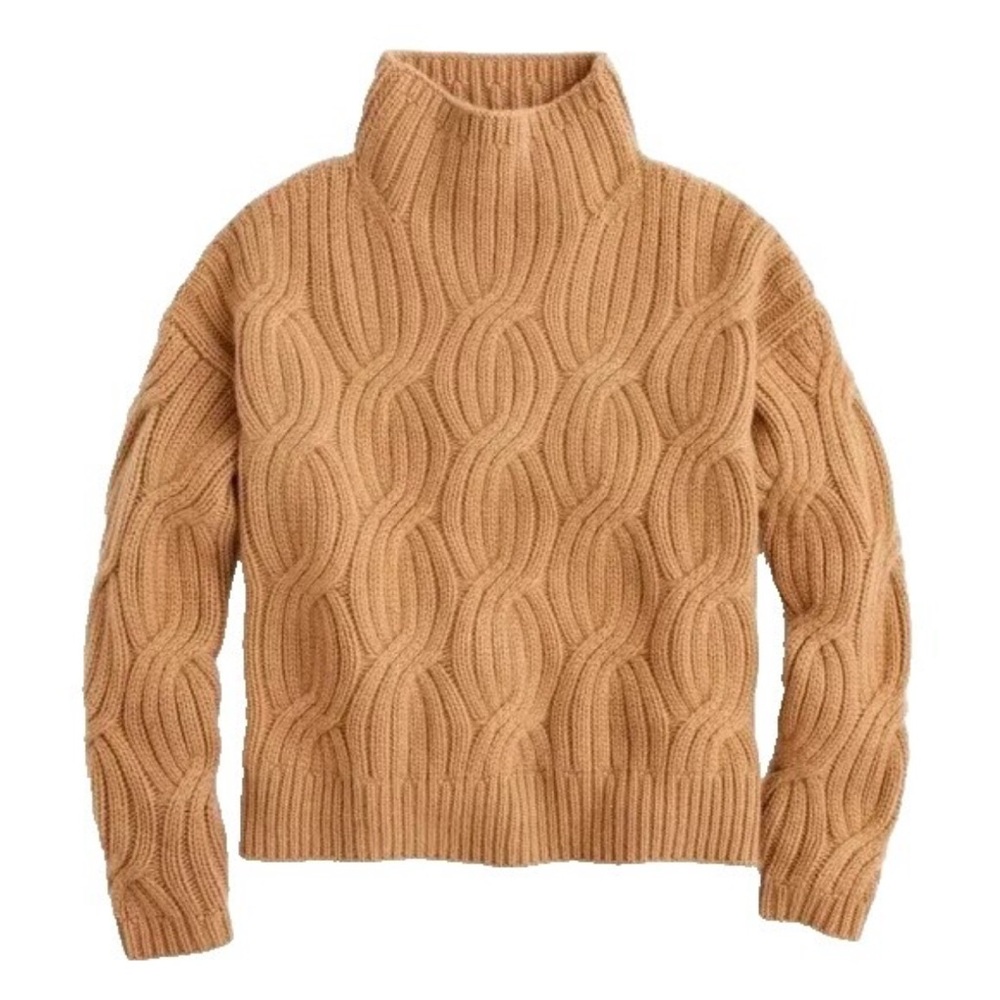 J. Crew Collection 100% Cashmere Chunky Cable Knit Turtleneck Sweater K2949 - M
